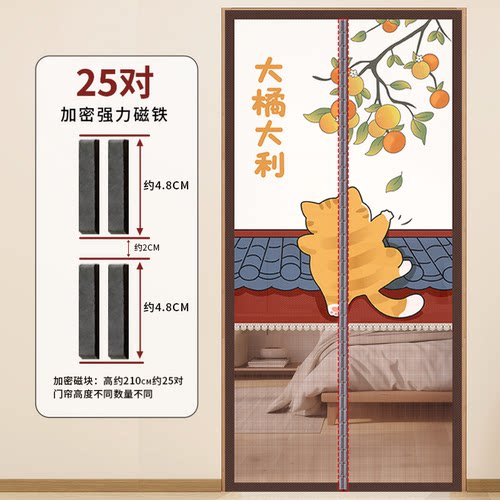 夏季防偷窥半隐私防蚊门帘卧室遮挡静音纱帘家用免打孔隔断遮丑帘 - 图1