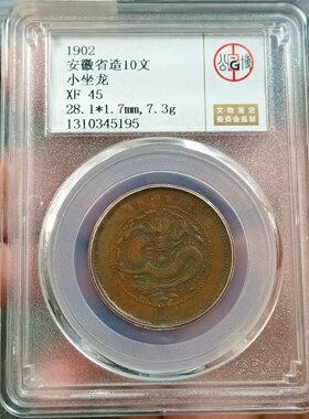湖南省光绪元宝十文铜元安徽十文铜币河南水龙公博评级币真品编号