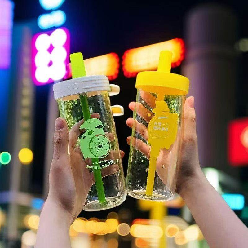 网红吸管杯子高颜值玻璃杯便携水杯果汁夏季耐高温大容量新款水杯,淘宝优惠券,粉丝福利购,淘宝优惠卷