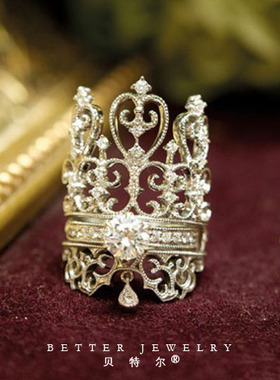 巴洛克风格纯银古典情侣对戒