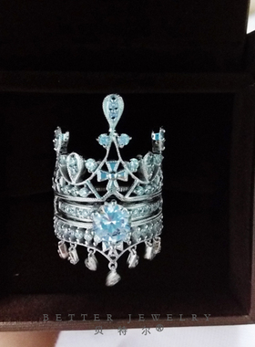 豪华风组合复古纯银克拉婚戒