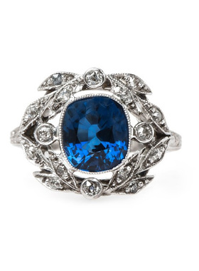 轻奢蓝宝石925银豪华风白金婚戒