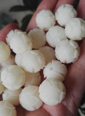 菩提雕刻莲花珠子diy桃木