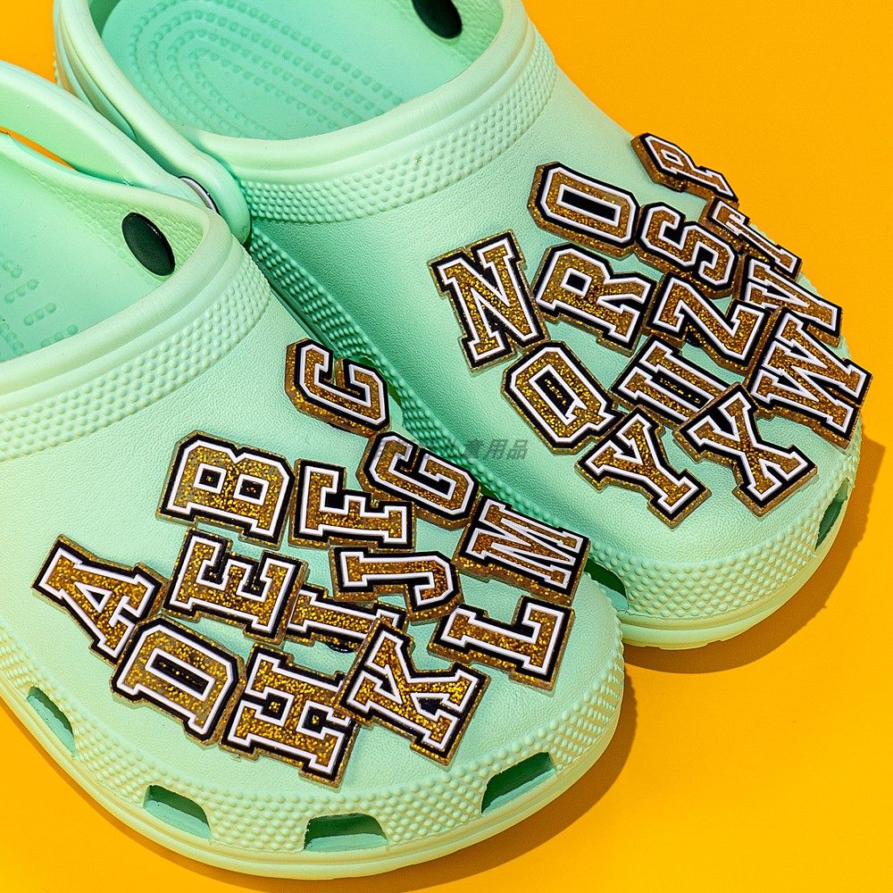 金粉字母洞洞鞋花卡通crocs鞋扣拖鞋花扣装饰品可拆卸配件小礼品,淘宝优惠券,粉丝福利购,淘宝优惠卷