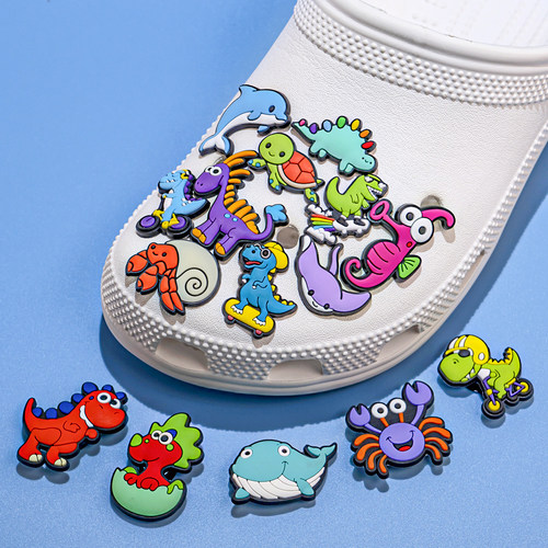 跨境新款洞洞鞋花配饰恐龙动物系列现货可爱卡通手环装饰PVC鞋扣 - 图0