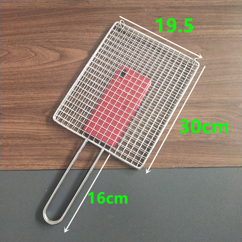 烤鱼夹子商用烧烤网不锈钢夹板网烤肉篦子烧烤夹子网烤蔬菜加粗网-图1