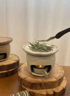 可干烧日式陶瓷香薰炉疗愈净化鼠尾草雪松壁炉烘烤炉烘焙炉烤茶炉