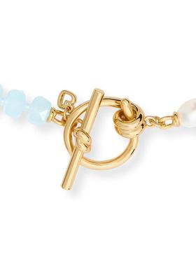 代购kate spade女士项链简约优雅精致时尚淡蓝色珠子白色珍珠