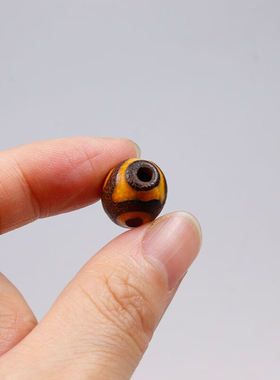 西藏三眼天珠玛瑙牙黄玉石顶珠腰珠隔珠手链项链配珠DIY配饰单珠