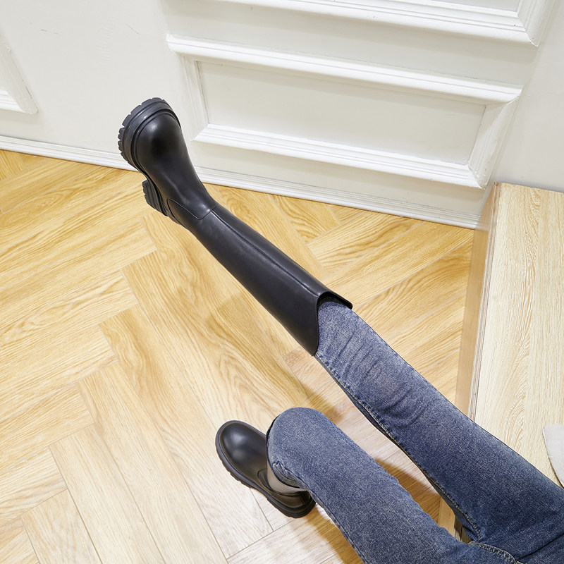 厚底内增高瘦腿长靴不过膝V口后拉链真皮高筒靴小码313233骑士靴,淘宝优惠券,粉丝福利购,淘宝优惠卷