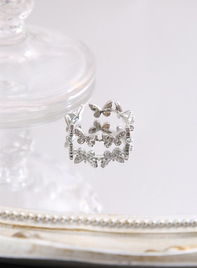 跨境外贸欧美风走创意夸张个性时尚简约ins小众蝴蝶开口戒指