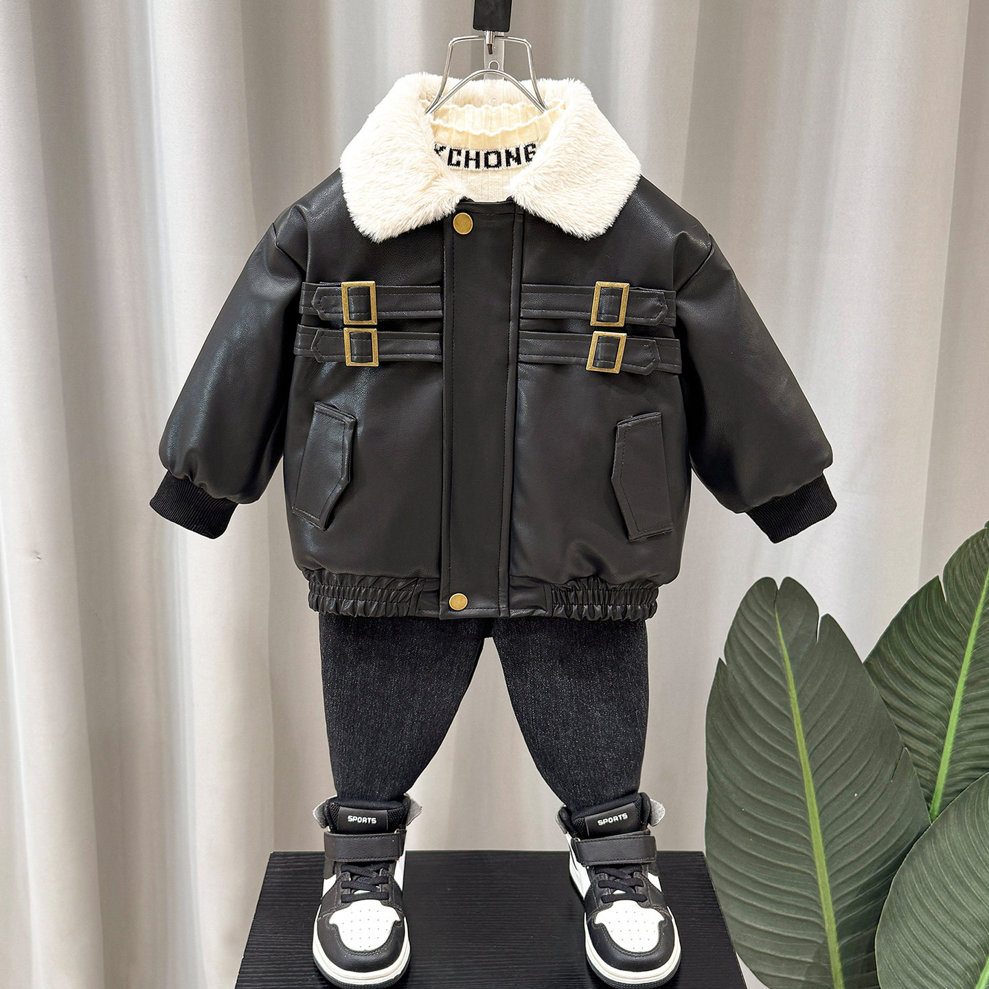 男童加绒皮衣外套秋冬2025新款帅气宝宝冬装皮夹克儿童加厚衣服潮,淘宝优惠券,粉丝福利购,淘宝优惠卷