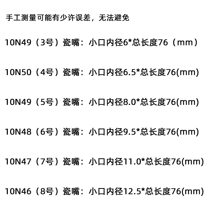 TIG氩弧焊枪配件WP17/18/RS26加长瓷嘴保护嘴10N瓷杯保护嘴6#5#7#-图1