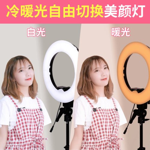 唯刻 14寸环形直播补光灯网红主播专用直播间布置灯光室内人像视频手机拍照设备大光圈柔光摄影落地打光灯 - 图1