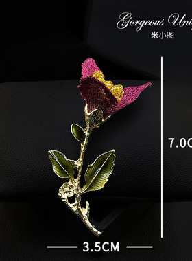 手作铜丝刺绣立感花朵胸针