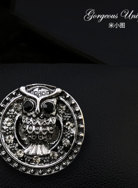 磁吸复古猫头鹰胸针奢华内敛男士徽章西服西装金属胸花配饰 1959