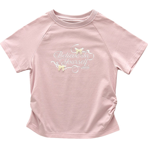 洋气童装2026夏款儿童女童纯棉白短袖 宝宝中大童收腰蝴蝶结T恤衫 - 图3