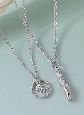 梧桐树情侣项链男女一对森系