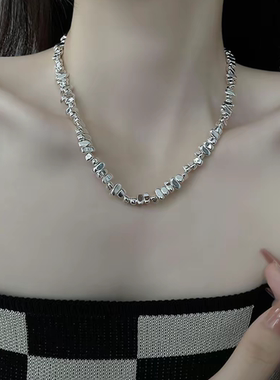 合金项链 拼接碎银子项链新款爆款小众ins颈链锁骨链女高级感配饰