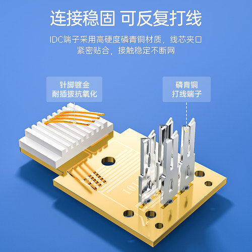 山泽语音电话免打模块工程级网络接线模块通用信息RJ11电话4芯镀金模块通信插座连接器CAT3电话线面板模块 - 图2