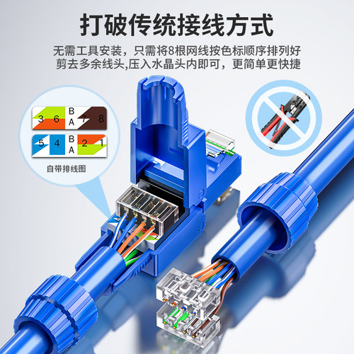 山泽免压网线水晶头超五六6类七7类免打接头屏蔽rj45千兆网络工具 - 图0