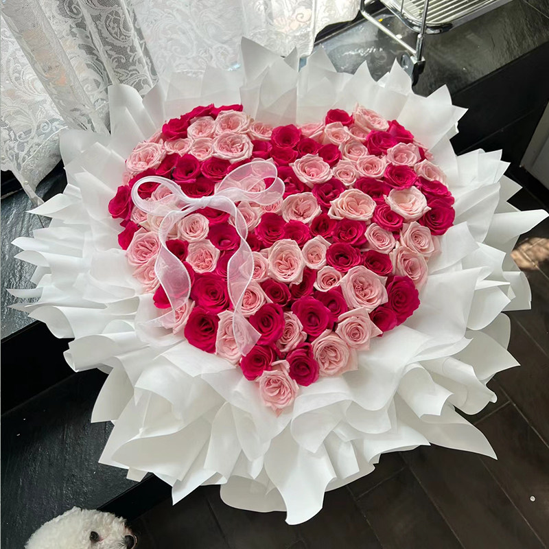 七夕送女朋友鲜花99朵薄雾紫玫瑰花束生日情人节礼物鲜花同城配送