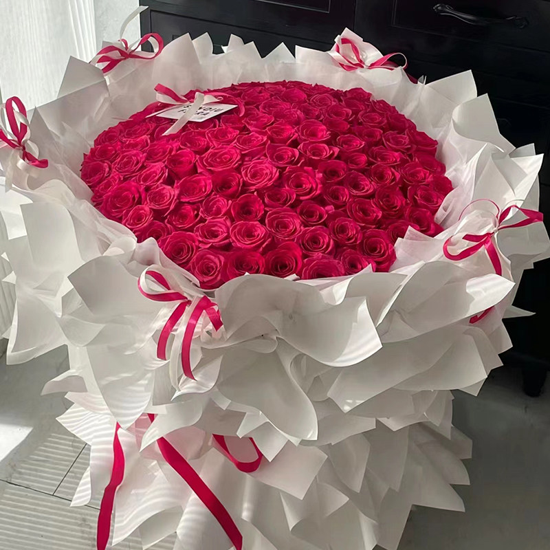 七夕送女朋友鲜花99朵薄雾紫玫瑰花束生日情人节礼物鲜花同城配送