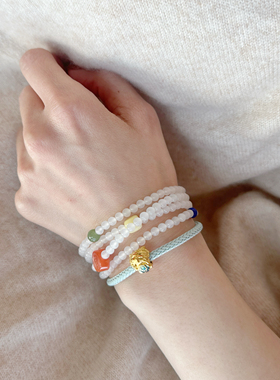 天然和田玉白玉多宝手链套装