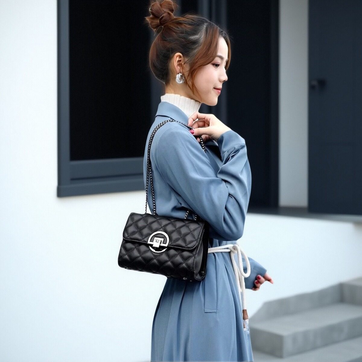 精品时尚女包2025新款单肩斜挎包小方包百搭迷你小香风菱格链条包,淘宝优惠券,粉丝福利购,淘宝优惠卷