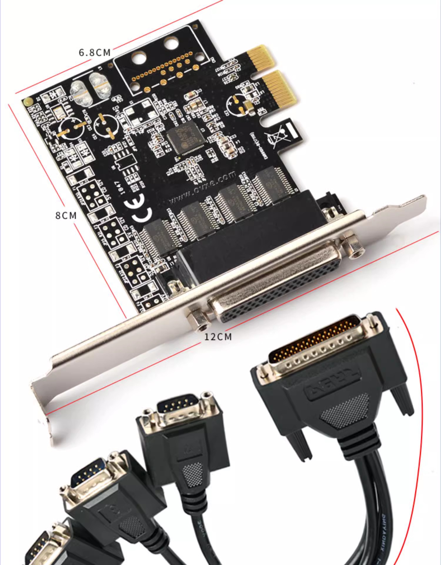 西霸syba E1-PCE99100-4S PCI-E转串口RS232工控4口扩展卡COM电脑 1拖4 pcie四串口卡一分四串口一转四 DB9 - 图2