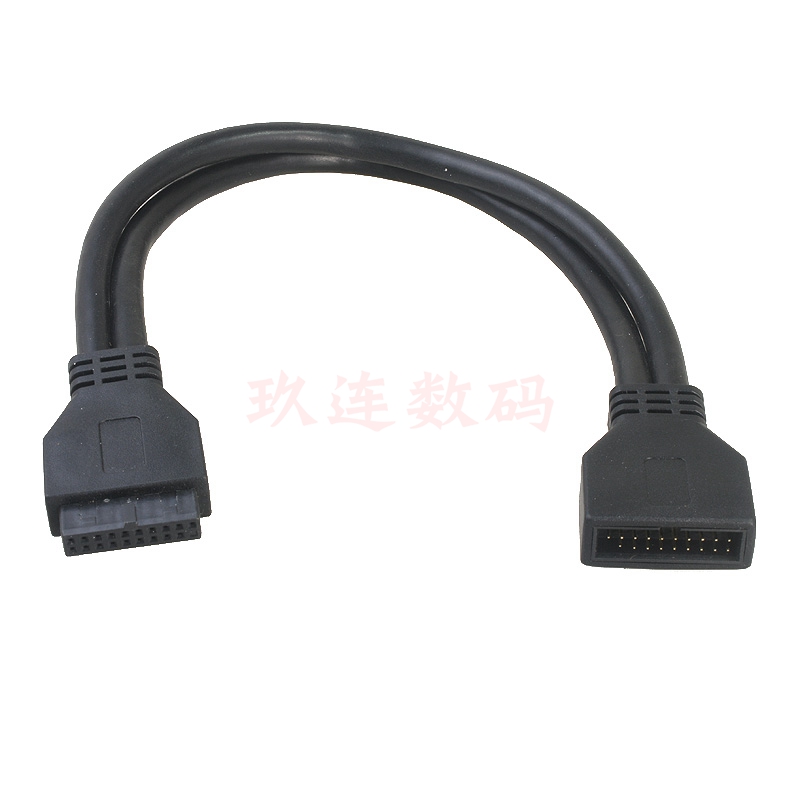 高速机箱前置USB3.0弯头90度19P延长线主板F-USB3.0插针IDC公对母20P线延长加长母对母 20P/19Pin M/F数据线 - 图3