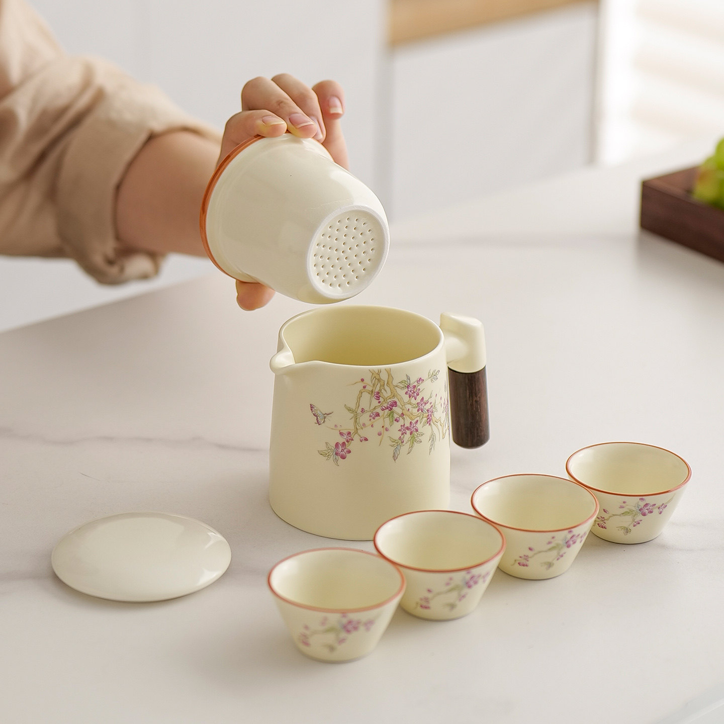 Ru kiln ceramic travel tea set portable set