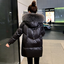 Down clothes woman 2023 new Korean version Large fur collar black small sub short Thickened Winter Fashion Loose Jacket