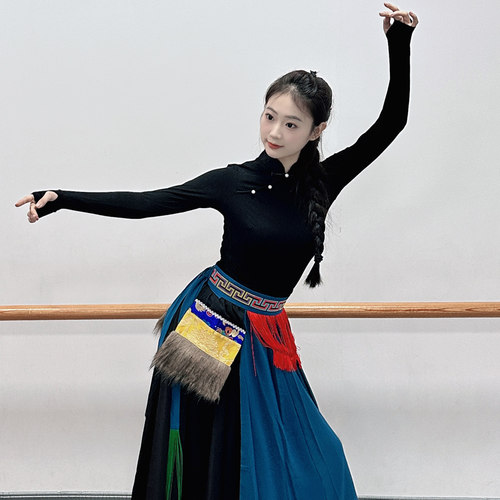 民族舞练功服上衣藏族舞演出服蒙古舞艺考女表演服广场舞比赛套装 - 图2