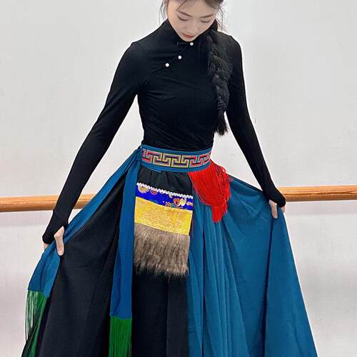 民族舞练功服上衣藏族舞演出服蒙古舞艺考女表演服广场舞比赛套装 - 图0