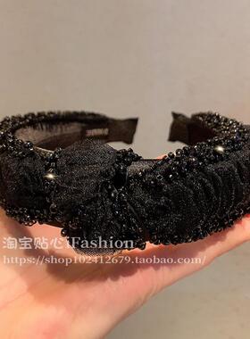 高级感手工串珠黑色打结发饰