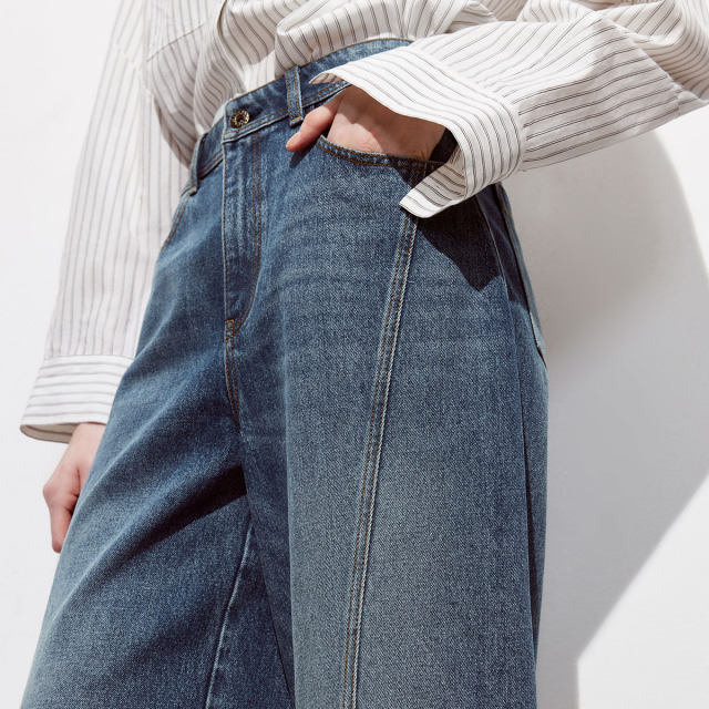 Lingzhi ONLY2026 Spring New Lazy Style High Waist Loose Straight Cropped Pants Jeans for Women