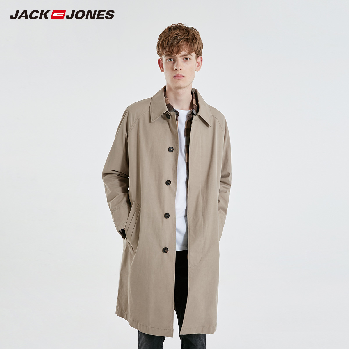 JackJones 219121528 杰克琼斯男商务翻领修身中长款风衣外套 聚 JackJones 219121528 杰克琼斯男商务翻领修身中长款风衣外套 聚