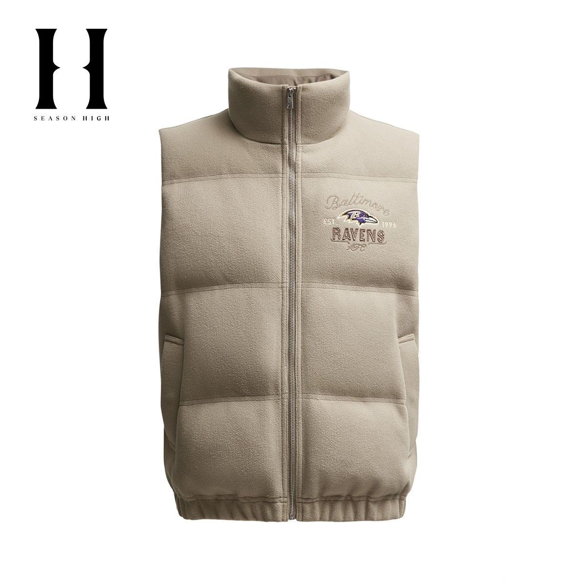 绫致SEASONHIGH冬季新款常规立领图案刺绣潮流羽绒马甲男款,淘宝优惠券,粉丝福利购,淘宝优惠卷