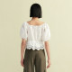 Vq zone Ayazhi Vero Moda top women's summer new style cotton elastic neckline button placket