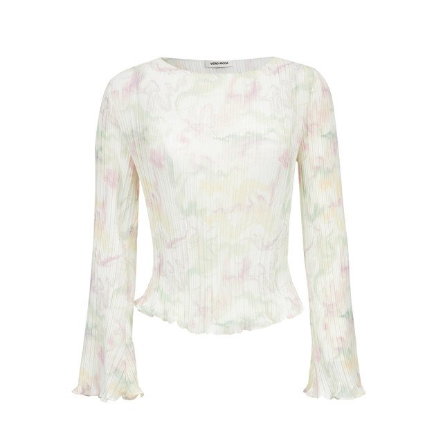 Lingzhi Vero Moda chiffon shirt ສໍາລັບແມ່ຍິງໃນດູໃບໄມ້ລົ່ນແລະລະດູຫນາວ, ພິມອອກໃຫມ່ bell-sleeved slim top, versatile, ຄົນອັບເດດ: ແລະ elegant