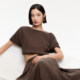 Vq zone Ayazhi Vero Moda top summer ຮູບແບບໃຫມ່ທີ່ມີ lyocell linen round neck puff sleeve design