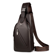 High-end genuine leather mens chest Baotou layer Niu leather casual single shoulder inclined satchel satchel Korean version trendy sports small backpack