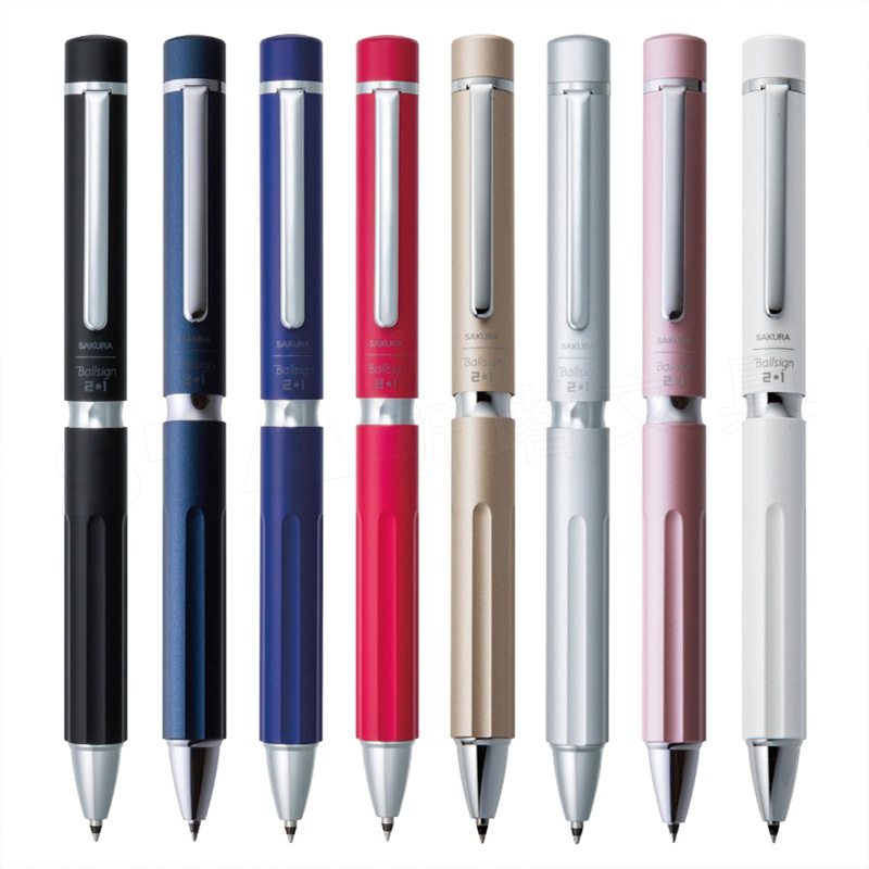 日本樱花SAKURA金属杆多功能笔 质感两色水笔自动铅笔多机能签字笔日本进口樱花0.4MM中性笔0.5MM自动铅笔 - 图0