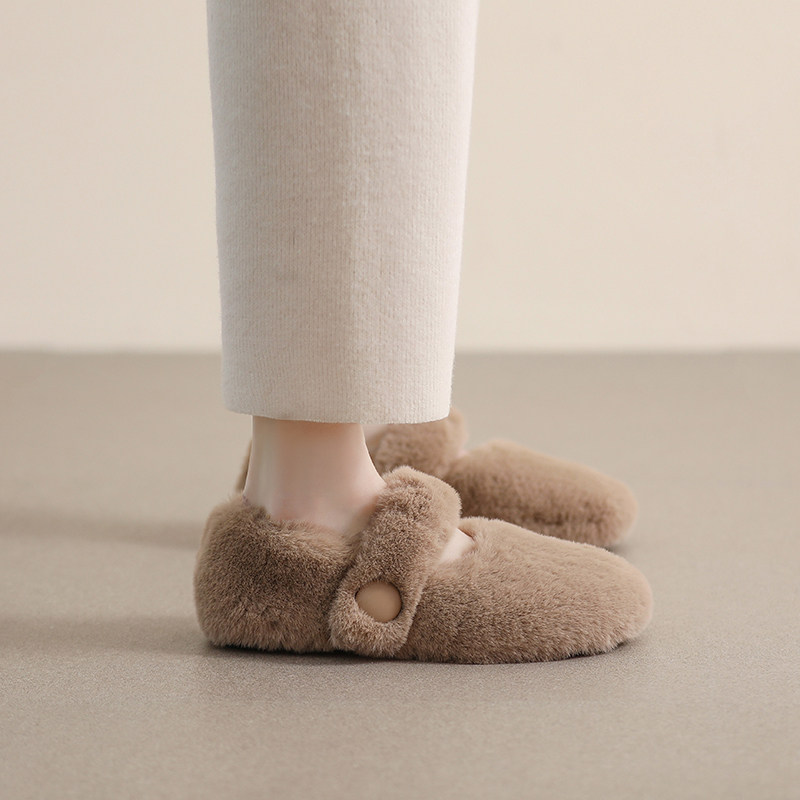 高级感毛毛鞋女冬季外穿2025新款一脚蹬棉鞋加绒豆豆鞋大码41到43,淘宝优惠券,粉丝福利购,淘宝优惠卷