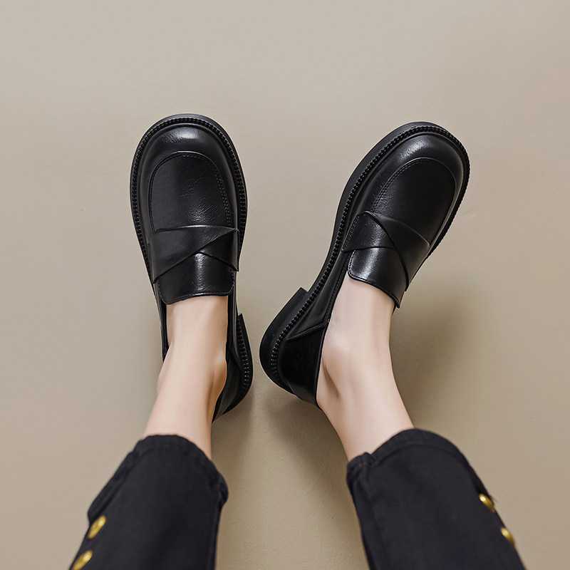 2026新款黑色乐福鞋女厚底百搭平底单鞋英伦小皮鞋大码女鞋41到43,淘宝优惠券,粉丝福利购,淘宝优惠卷