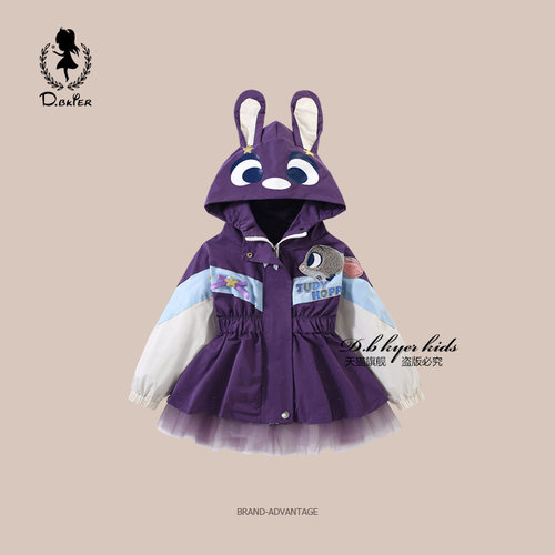 D.Bkyer女童外套朱迪兔子警官儿童衣服cos连帽女孩加绒加厚冲锋衣 - 图0
