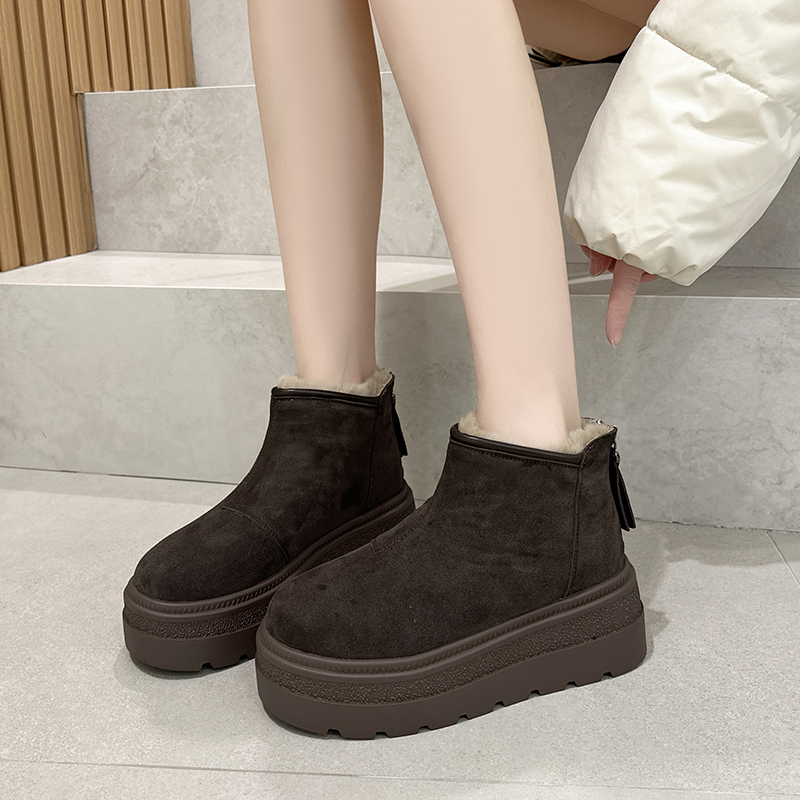 小个子加绒雪地靴女厚底加厚棉靴棉鞋女士冬季2025新款勃肯鞋短靴 - 图1