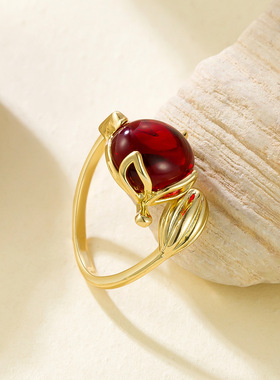 小狐狸戒指女网红同款百搭可爱红色短尾狐 18K金铜微镶闺蜜指环女