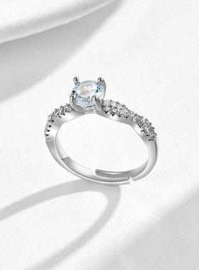 跨境网红甜美设计感小众轻奢铜微镶锆石开口可调节女士戒指小